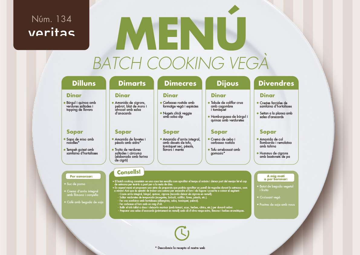 Batch cooking vegà - Menús - Veritas