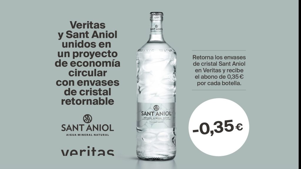 Veritas y Sant Aniol unidos en un proyecto de economía circular con envases de cristal retornable - Veritas