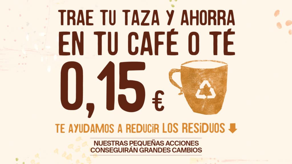 Trae tu taza y ahorra en tu café o té - Ahora en Veritas - ¡Únete al residuo cero con Veritas!