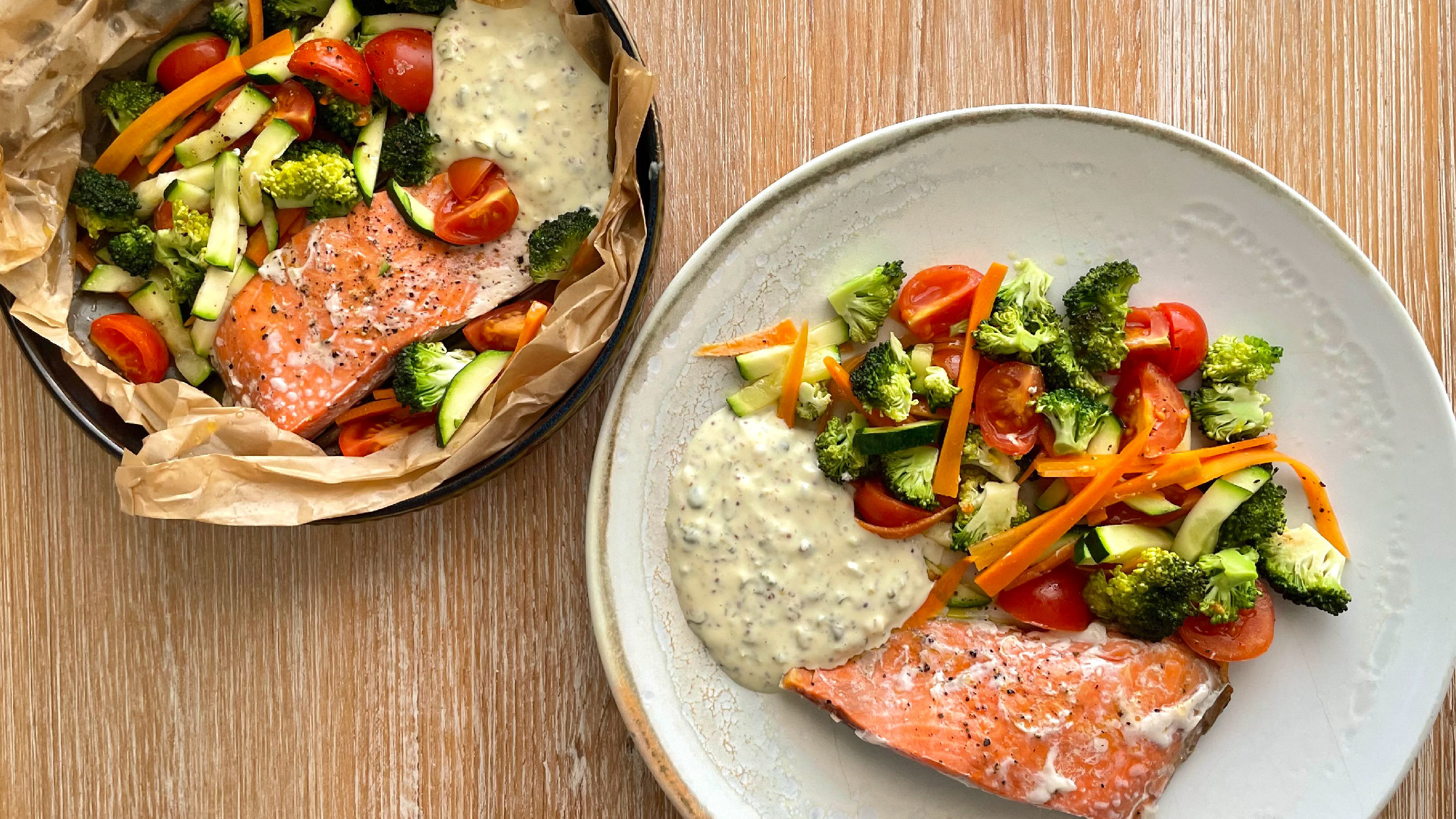Salmón al papillote con salsa tártara - Recetas - Veritas