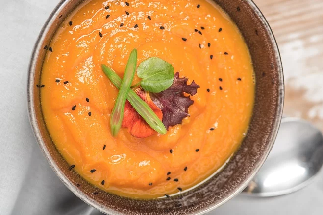 Crema de calabaza y zanahoria - Menú de batch cooking - Veritas