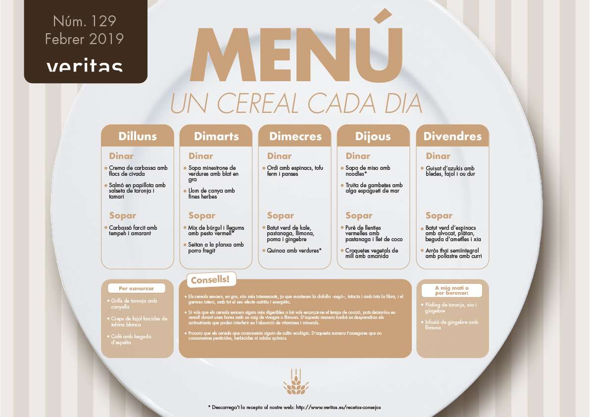 Un cereal cada dia - Menús - Veritas