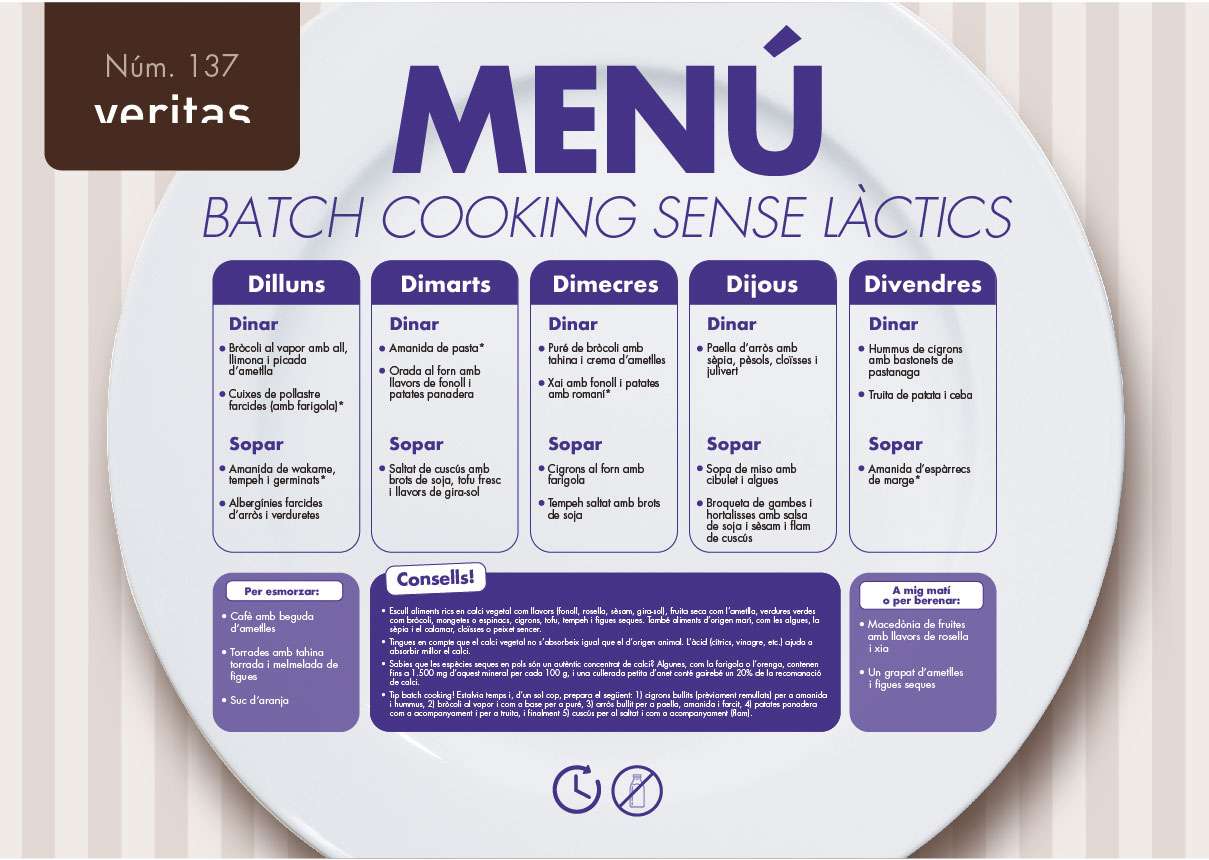 Batch cooking sense làctis - Menús - Veritas