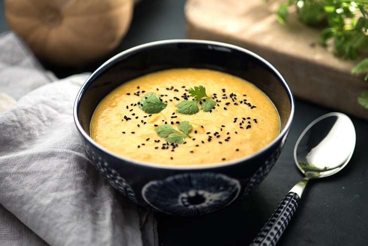 Crema de carabassa i coco al curri - Receptes - Veritas