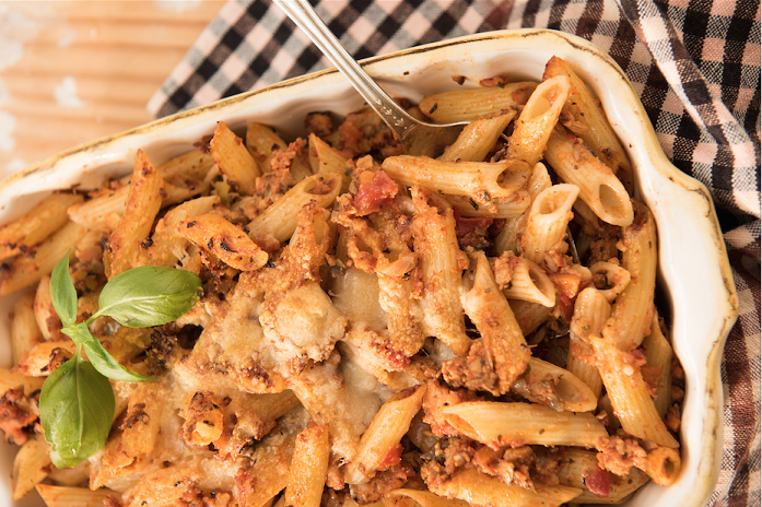 Macarrones con tempe - Recetas - Veritas